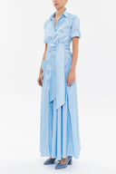 Blue Pleated detail maxi dress 93131