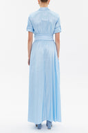 Blue Pleated detail maxi dress 93131