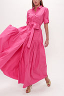 Dark Pink Pleated detail maxi dress 93131