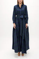 Plaid Pleated detail maxi dress 93131