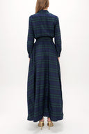Plaid Pleated detail maxi dress 93131