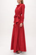 Dark Red Pleated detail maxi dress 93131