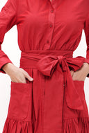 Dark Red Pleated detail maxi dress 93131