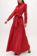 Dark Red Pleated detail maxi dress 93131