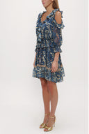 Blue Low cut mini dress 93139