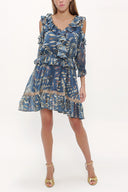 Blue Low cut mini dress 93139