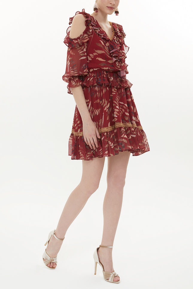 Red Low cut mini dress 93139