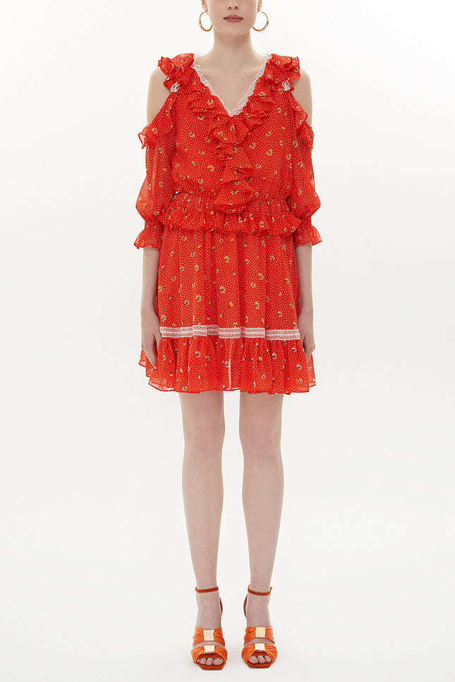 Orange Low cut mini dress 93139