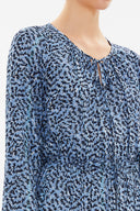 Blue Tie-neck ruffled maxi dress 93146