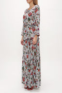Patterned Tie-neck ruffled maxi dress 93146