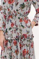 Patterned Tie-neck ruffled maxi dress 93146