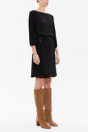 Black Waist tie mini dress 93170