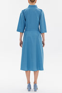 Blue Wrap-over neck midi dress 93190