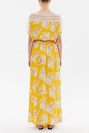 Yellow Lace neck waistband maxi dress 93205