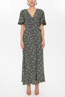 Black V-neck wrap-over maxi dress 93207