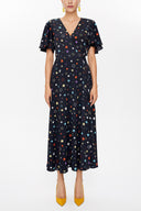 Anthracite V-neck wrap-over maxi dress 93207