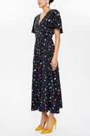 Anthracite V-neck wrap-over maxi dress 93207