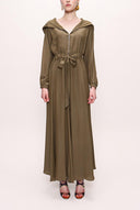 Khaki Zipped hooded maxi  dress 93209