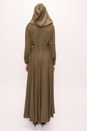 Khaki Zipped hooded maxi  dress 93209