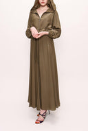 Khaki Zipped hooded maxi  dress 93209