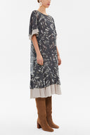 Beige Ruffled chiffon midi dress 93224