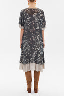 Beige Ruffled chiffon midi dress 93224