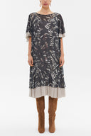 Beige Ruffled chiffon midi dress 93224