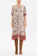 Salmon Ruffled chiffon midi dress 93224