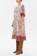 Salmon Ruffled chiffon midi dress 93224