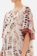 Salmon Ruffled chiffon midi dress 93224