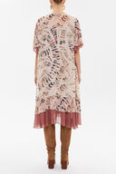 Salmon Ruffled chiffon midi dress 93224