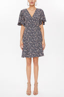 Navy Blue Wrap-over mini dress 93225