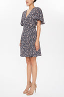 Navy Blue Wrap-over mini dress 93225