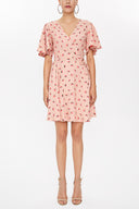 Salmon Wrap-over mini dress 93225