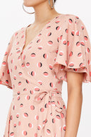 Salmon Wrap-over mini dress 93225