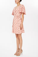 Salmon Wrap-over mini dress 93225