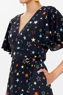 Star Pattern Wrap-over mini dress 93225
