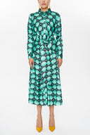 Green Belt tie-front midi dress 93230