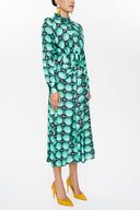 Green Belt tie-front midi dress 93230