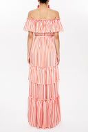 Striped Off shoulder belted dress 93231