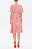 Striped Pleated short sleeve midi dress 93237
