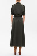 Green Butterfly collar, pocket midi dress 93289