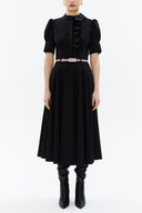 Black Frilled collar, short sleeve dress 93291