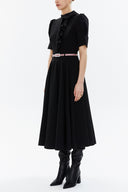 Black Frilled collar, short sleeve dress 93291