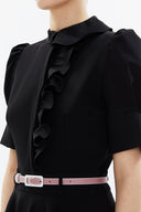 Black Frilled collar, short sleeve dress 93291