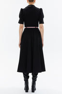 Black Frilled collar, short sleeve dress 93291