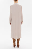 Beige High-collar Pleated midi dress 93303