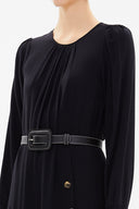 Black Pleated skirt maxi dress 93304