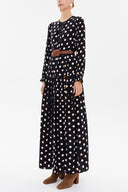 Spotted Pleated skirt maxi dress 93304