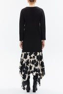 Black Printed fabric combined asymmetric dress 93308